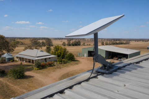 Amazon Leo farm coverage planning between homestead shed and machinery yard