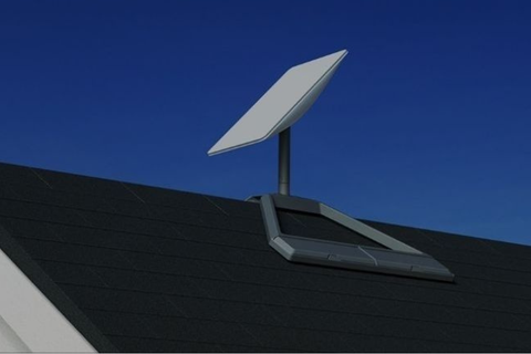 Amazon Leo terminal mounted securely on a metal roof with weather-resistant hardware