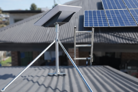 Amazon Leo terminal installed on a corrugated tin roof in rural Australia